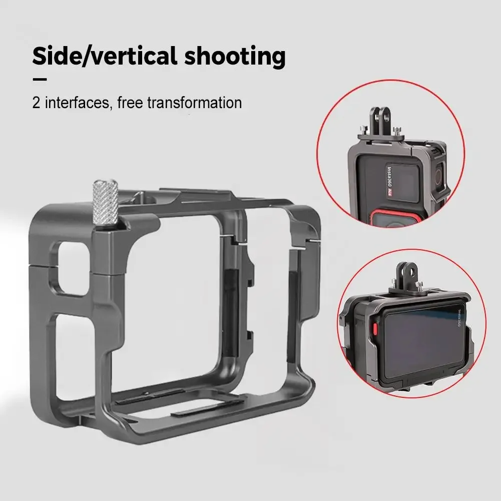 인스타 360 에이스 프로용 금속 토끼 케이지, 보호 테두리 익스텐션 콜드 슈 인터페이스 프레임, 인스타 360 에이스 스포츠 카메라 키트용
