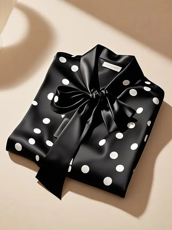 

Женская модная шелковая куртка Ele в белый горошек, весна 2023, уникальная красивая длинная све V-Ne прямого кроя с принтом тай-дай