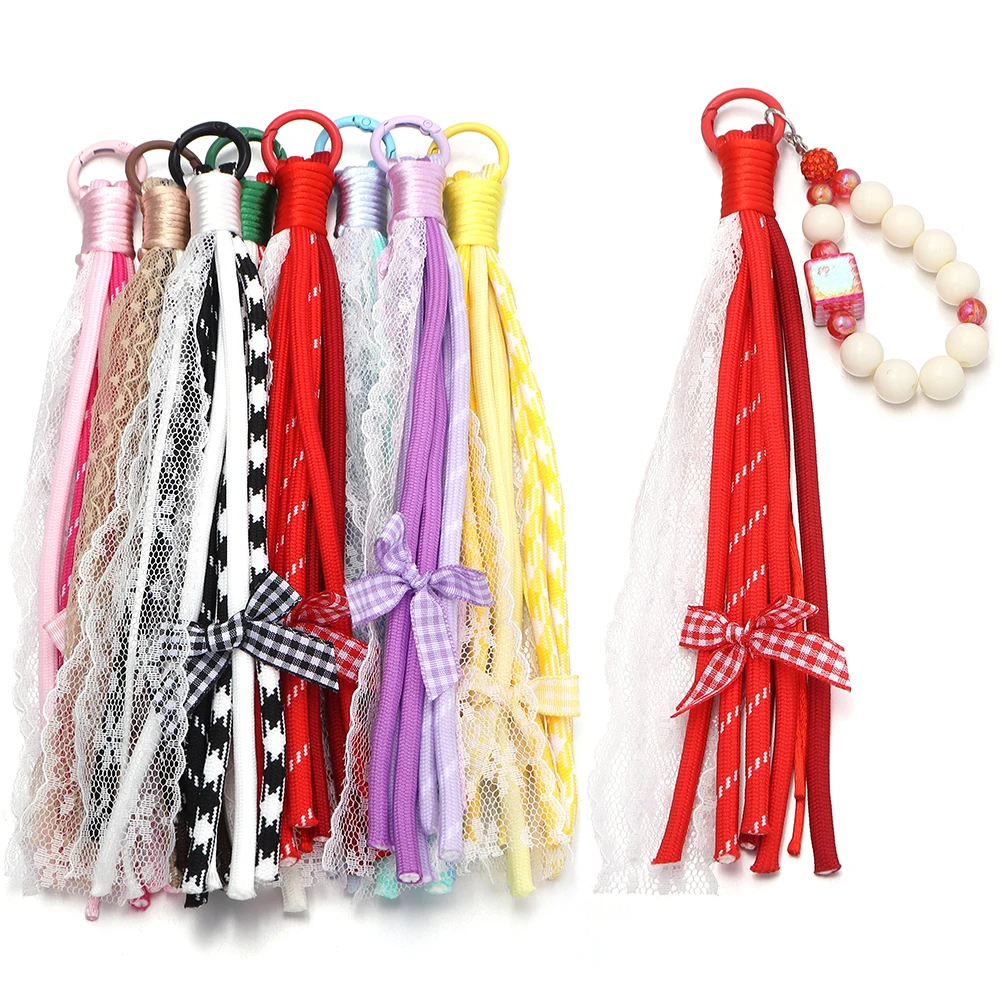 2Pcs Colorful Lace Braided Lanyard Keychain for Phone Case D