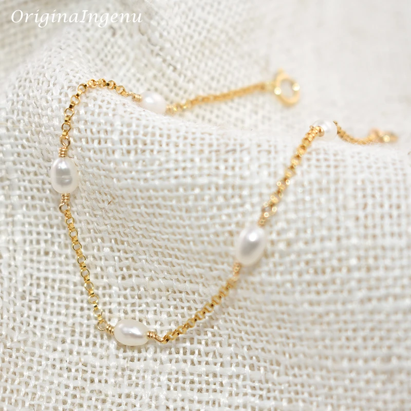 Vintage Natural Freshwater Pearl Bracelets 14K Gold Filled Bracelet Handmade Pearl Jewelry Boho Bracelet For Women