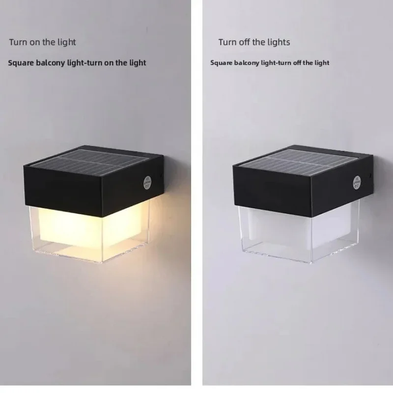 

Tri color remote control Waterproof Solar Wall Light Outdoor Solar Powered Garden Courtyard Corridor Lamp No Wiring Needed