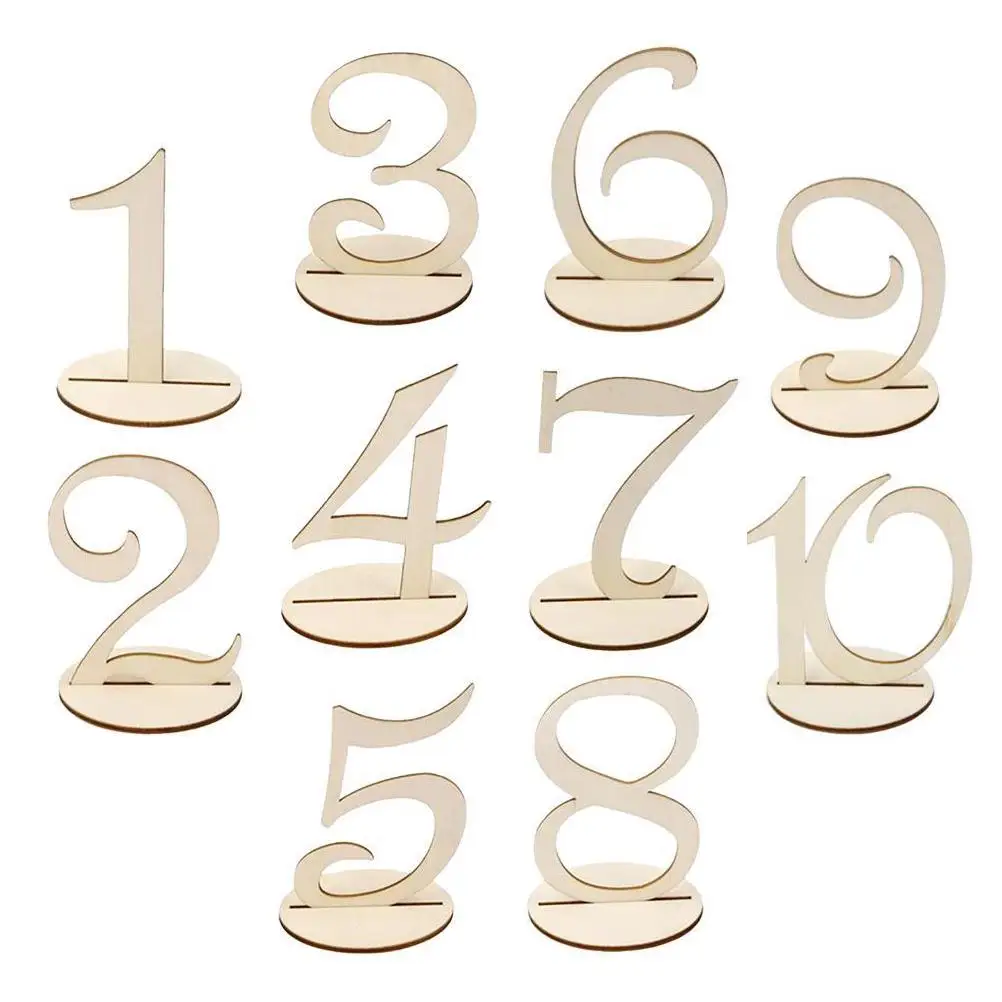 

Digital Table Plate 10 Pcs Wood Holders Rustic Numbers Signs Banquet Decorations Numbers Signs Simple Practical