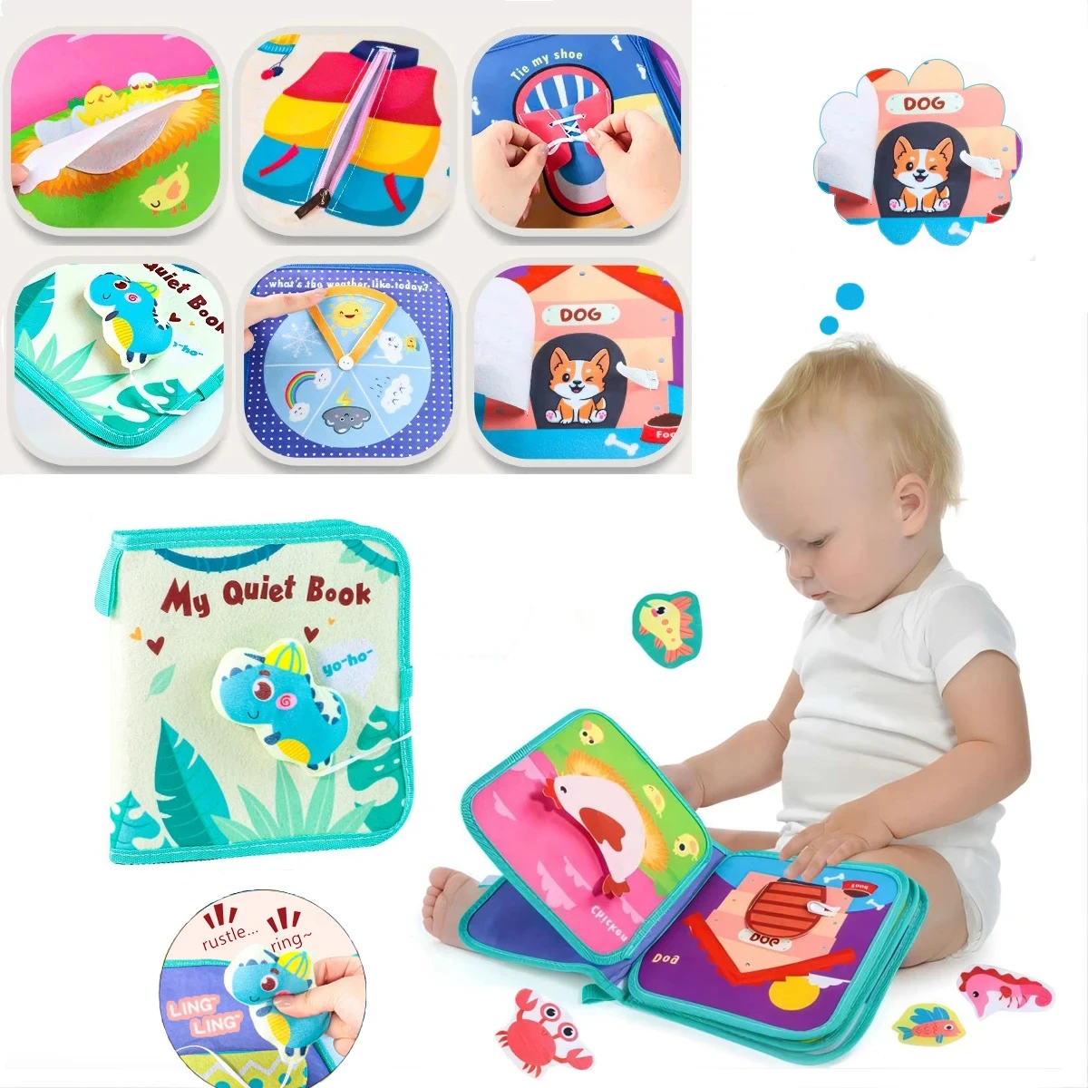 Montessori Busy Book for Toddlers Activity Books for Airplane Car Sensory Travel Toys Preschool Learning Toys For Boy & Girl