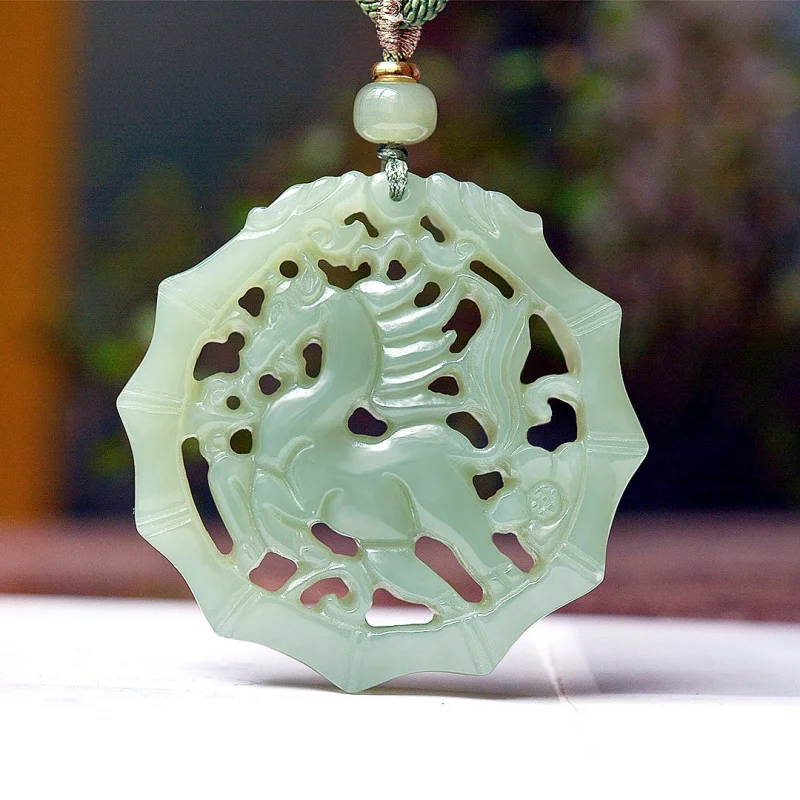 Exquisite Hotan Jade Qinghai Material Instant Success Pendant, Ethnic Style, Fashionable and Versatile