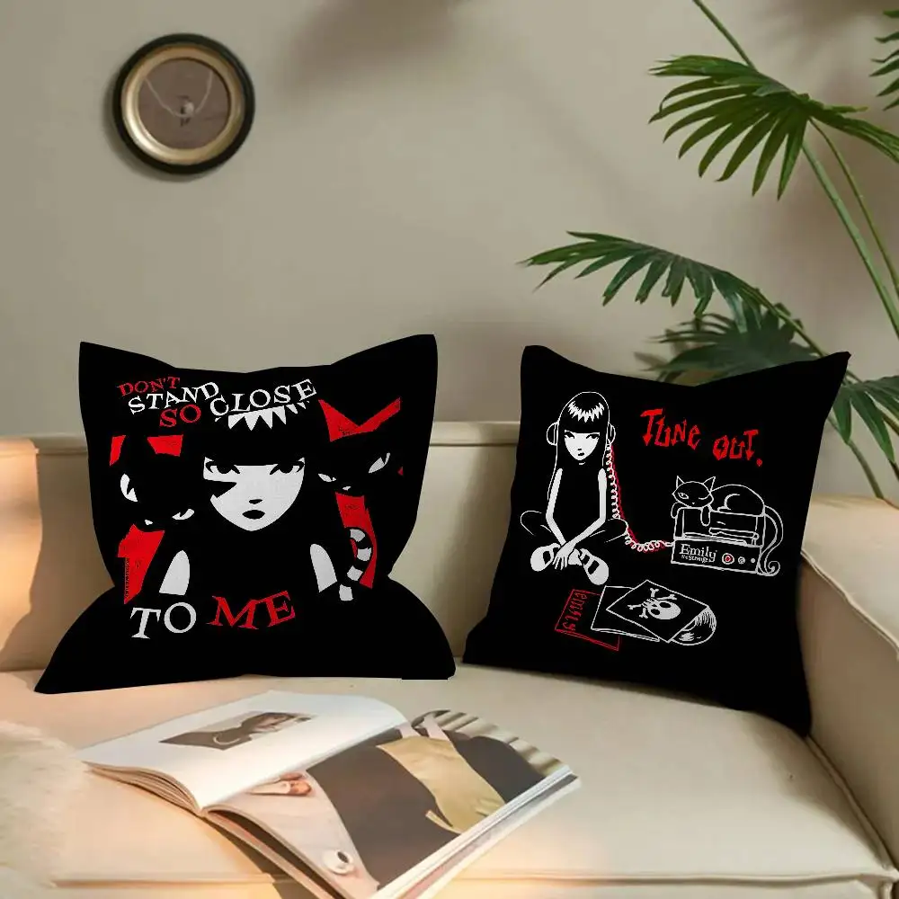 Anime Girl Emily The Strange Office Cushion Pillowcase Car Cushion Cover45X45CM Lumbar Pillowcase Sofa Pillowcover