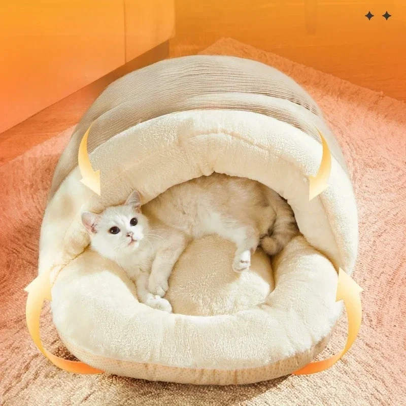 New Luxury Enclosed Cat Bed with Warmth and Security Features for Cats in Multi-Cat Families All-Season Pet Sofa Cat Accessories