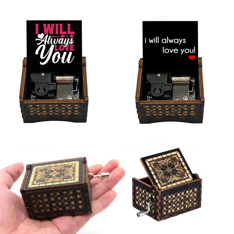 I Will Always Love You Wooden Music Box Romantic Girlfriend Boyfriend Husband Wife Christmas Gift Decoration Collection