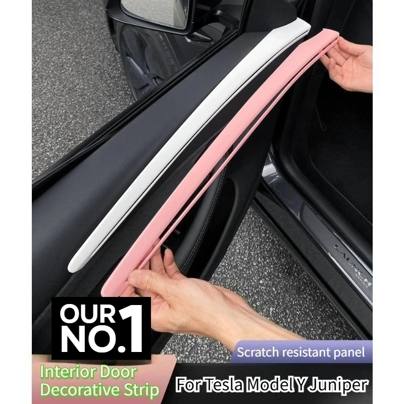 

For Tesla Model Y Juniper 2025 Accessories Interior Door Decorative Strip 4PCS Car Door Panel Interior Trim Strip Replacement