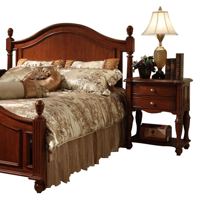 Jane American solid wood double bed 1.5/1 small apartment solid wood bed/1.2 meters retro