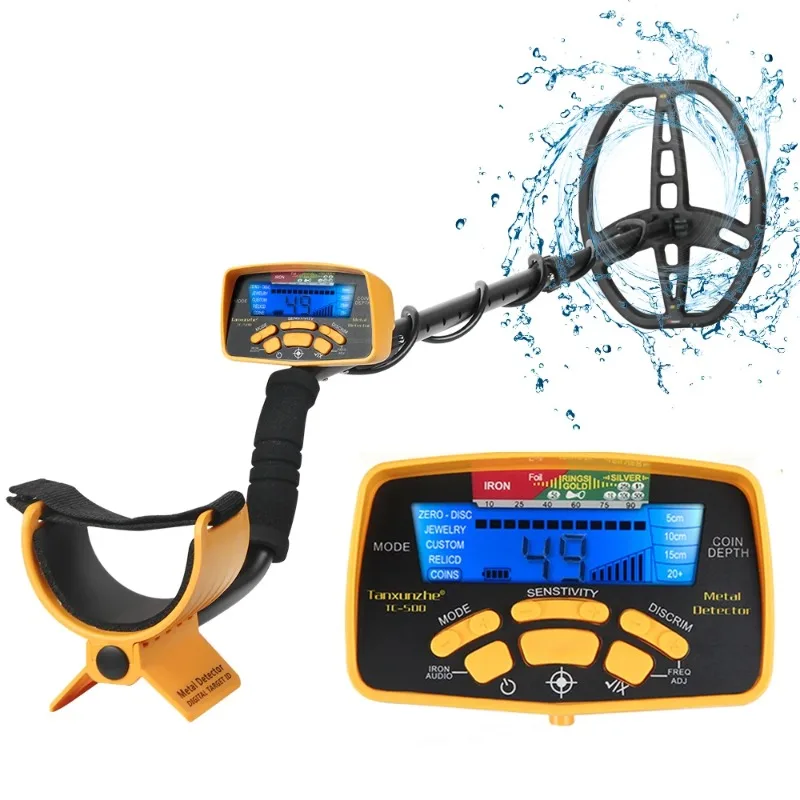 TC-500 Metal Detector Waterproof Underground Professional Gold Detector 100CM for Adults Treasure Finder Pinpointing