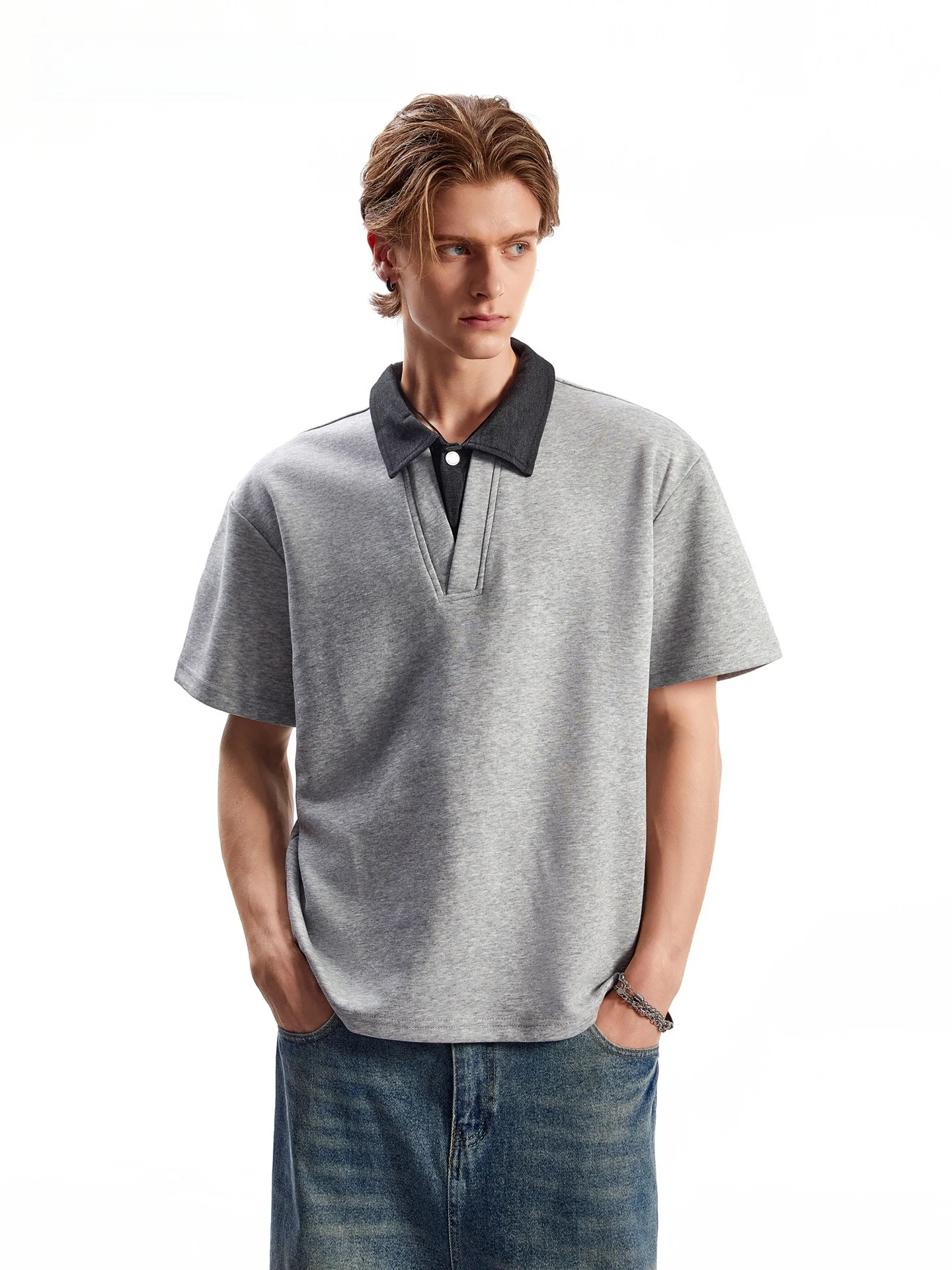 SDMADE Cleanfit American Style Short Sleeve  Shirt Shoulder Padded Unisex Summer T-Shirt Cotton Polyester Blend Regular Fit