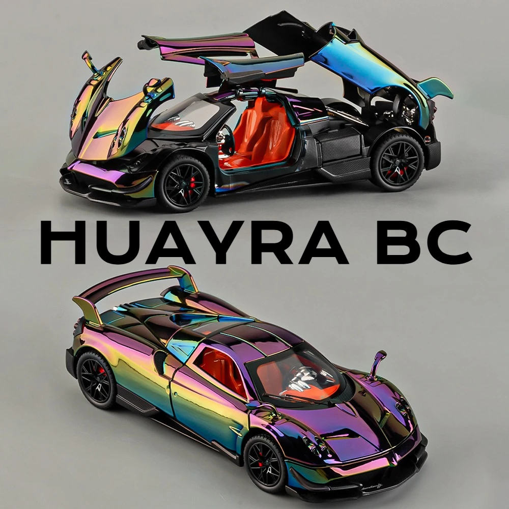 1:24 스케일 후아이라 BC 720S 스포츠카 모델 장난감 사운드 라이트 풀백 슈퍼카 충격 흡수 모델 소년 선물 장식