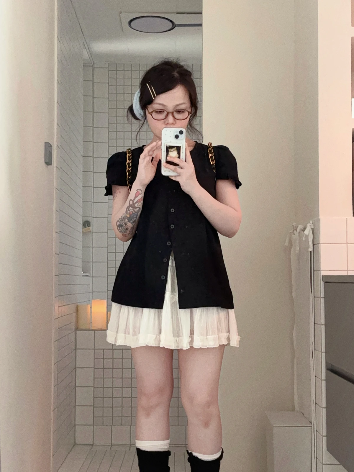 

Bla Lightweight Summer Bubble Sve irt Waist Cinched Ba Tie Korean Sle Cotton Casual Breathable Women's irt