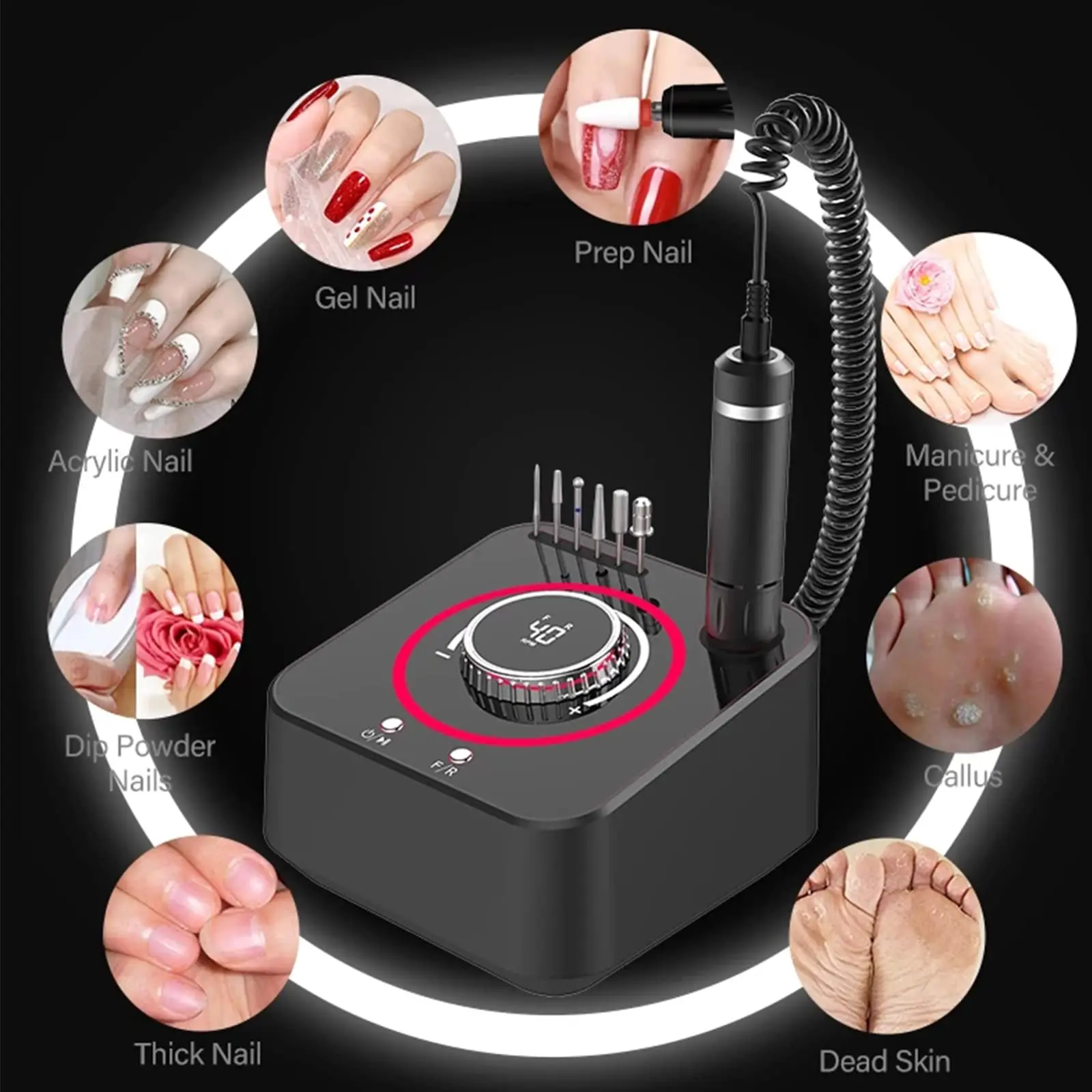 Smerigliatrice elettrica professionale per unghie lucidatrice per unghie fresa per unghie smerigliatrice per calli rimozione per lucidatura Gel per unghie 40000RPM