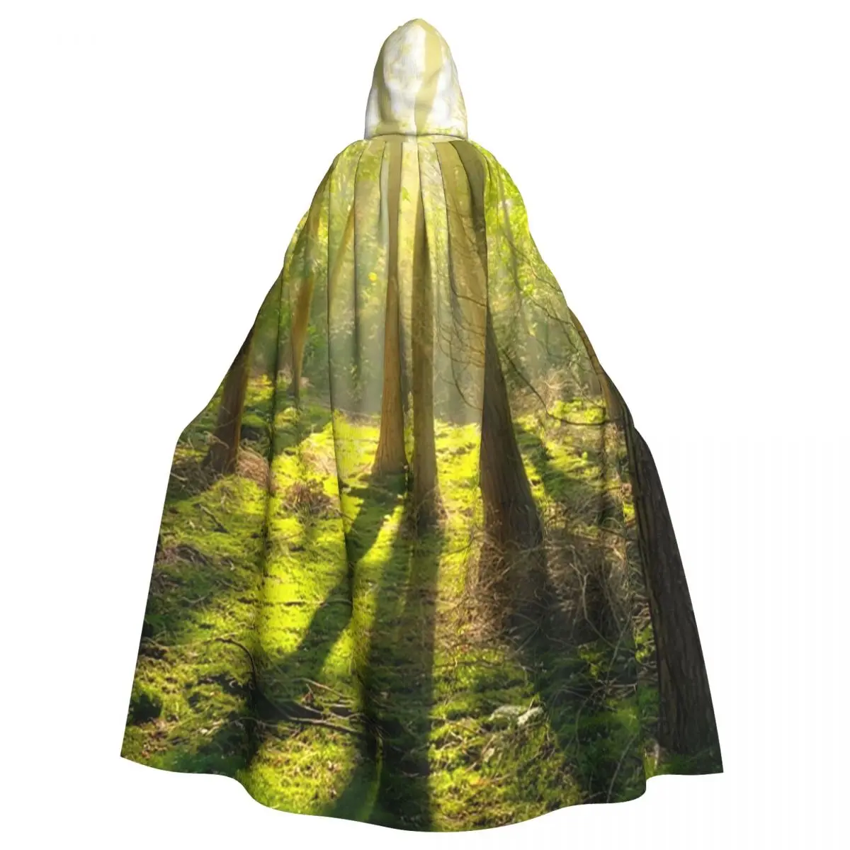 Forest Sunlight Landscape Long Hooded Cloak Witch Medieval Costume Cosplay Cape HalloweenParty Adult Unisex