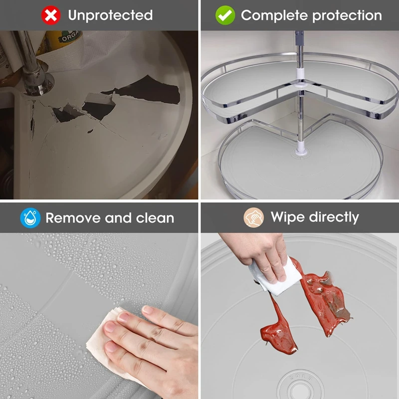 M11K-Lazy Susan Shelf Liner,Silicone Lazy Susan Liner For Dual Tier Pie Cut Lazy Susan Organizer,Non-Slip Thermal Mat 2 PCS