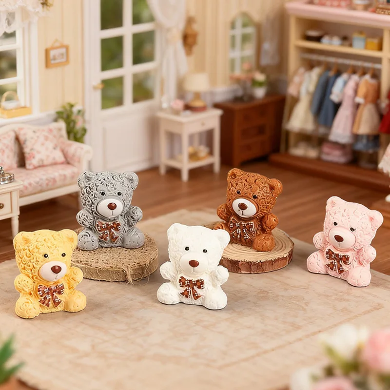 100 قطعة Kawaii الراتنج ثلاثية الأبعاد الكرتون الحيوان الأرنب الدب Diy بها بنفسك ديكور المنزل دمية اكسسوارات الحرف اليدوية #4