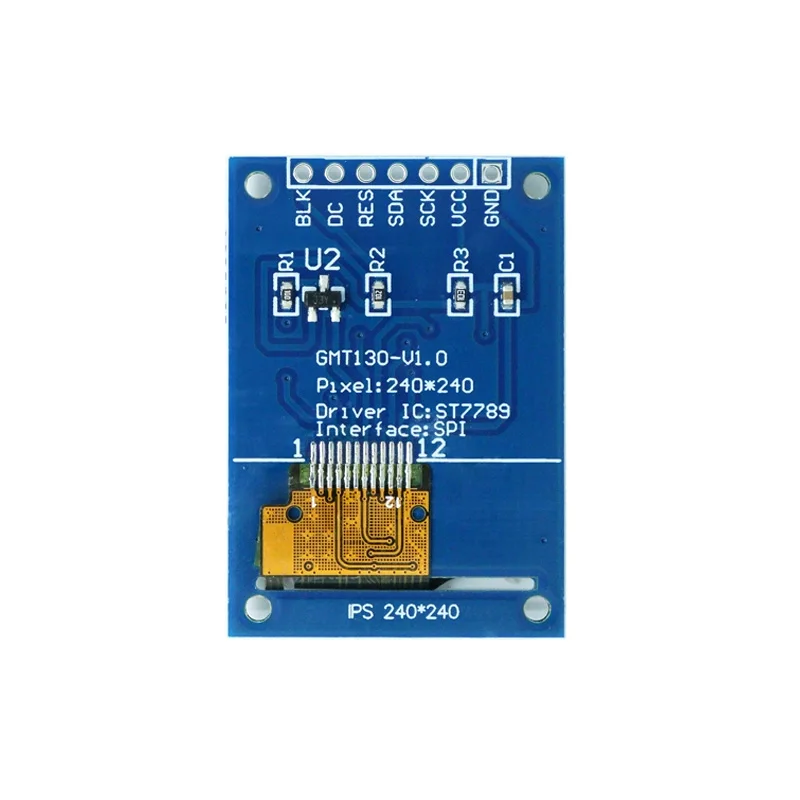 Modulo di visualizzazione schermo LCD TFT SPI quadrato da 1,33 pollici 240x240 - IC driver ST7789, 7 pin/10 pin con opzione libreria di caratteri
