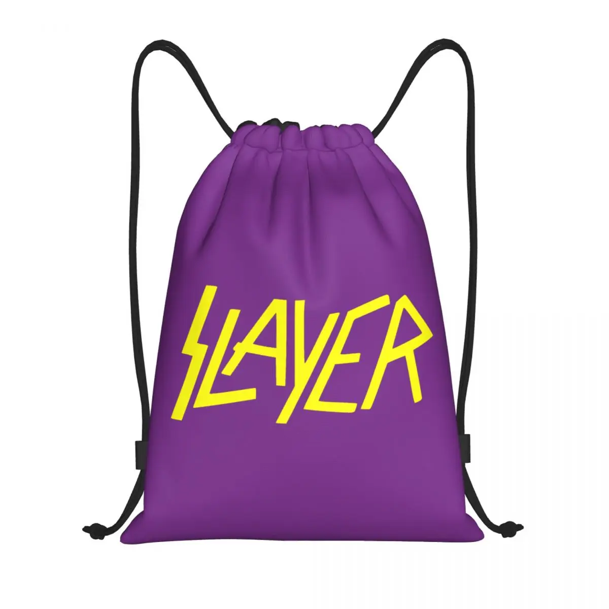 Custom Yellow Heavy Slayers Thrash Metal Drawstring Bag Women Men Foldable Sports Gym Sackpack Rock Roll Band Shopping Backpacks