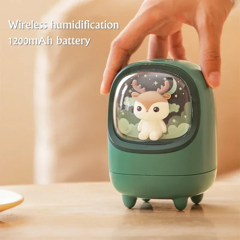 

350ml Cartoon Wireless Air Humidifier USB Rechargeable with Romantic Warm Lamp Portable Mini Aromatherapy Mist Maker Diffuser