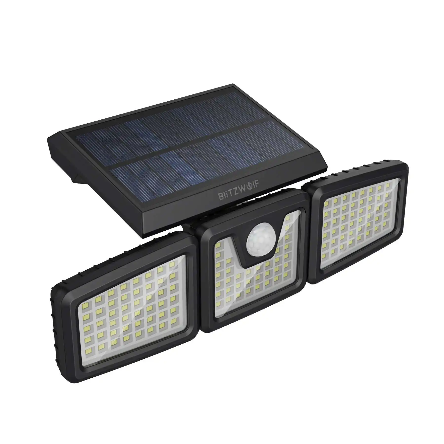 

BW-OLT9 Outdoor Solar Lamps Rotatable 3 Heads Adjustable Waterproof 120°PIR Sensor Solar Flood Light 3000K Warm Light