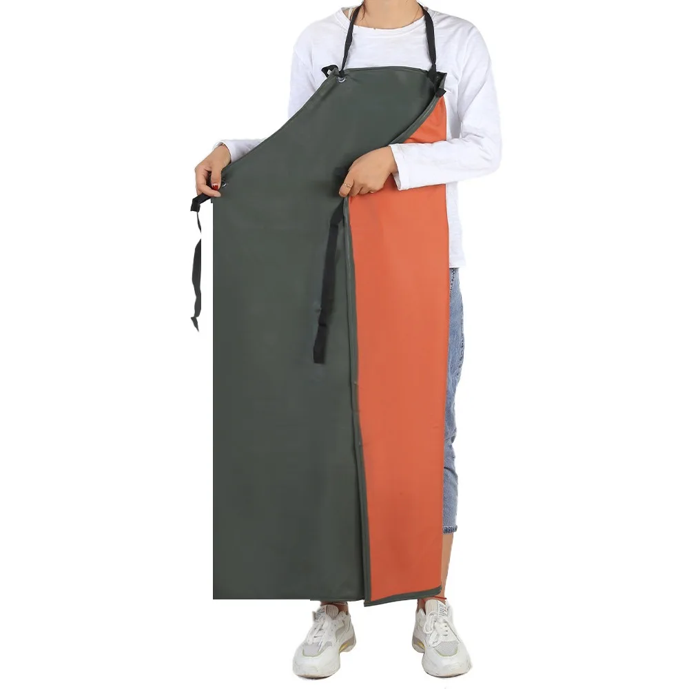 

Thickened PVC Apron Waterproof Oil Resistant Kitchen Cooking Apron Anti Scalding with 1pair Sleeve Dishwashing Cleaning Apron