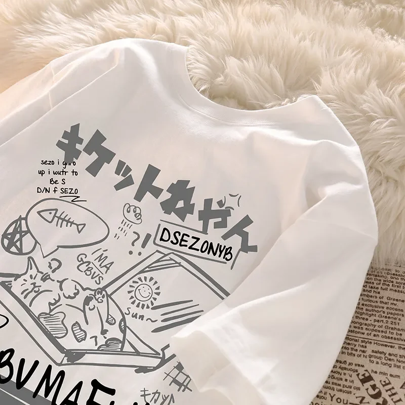 Japanische Unisex Damen weiche Kurzarm-T-Shirts Sommer Retro Paar vielseitiges Halbarm-Shirt Top Mode O-Ausschnitt Street Top