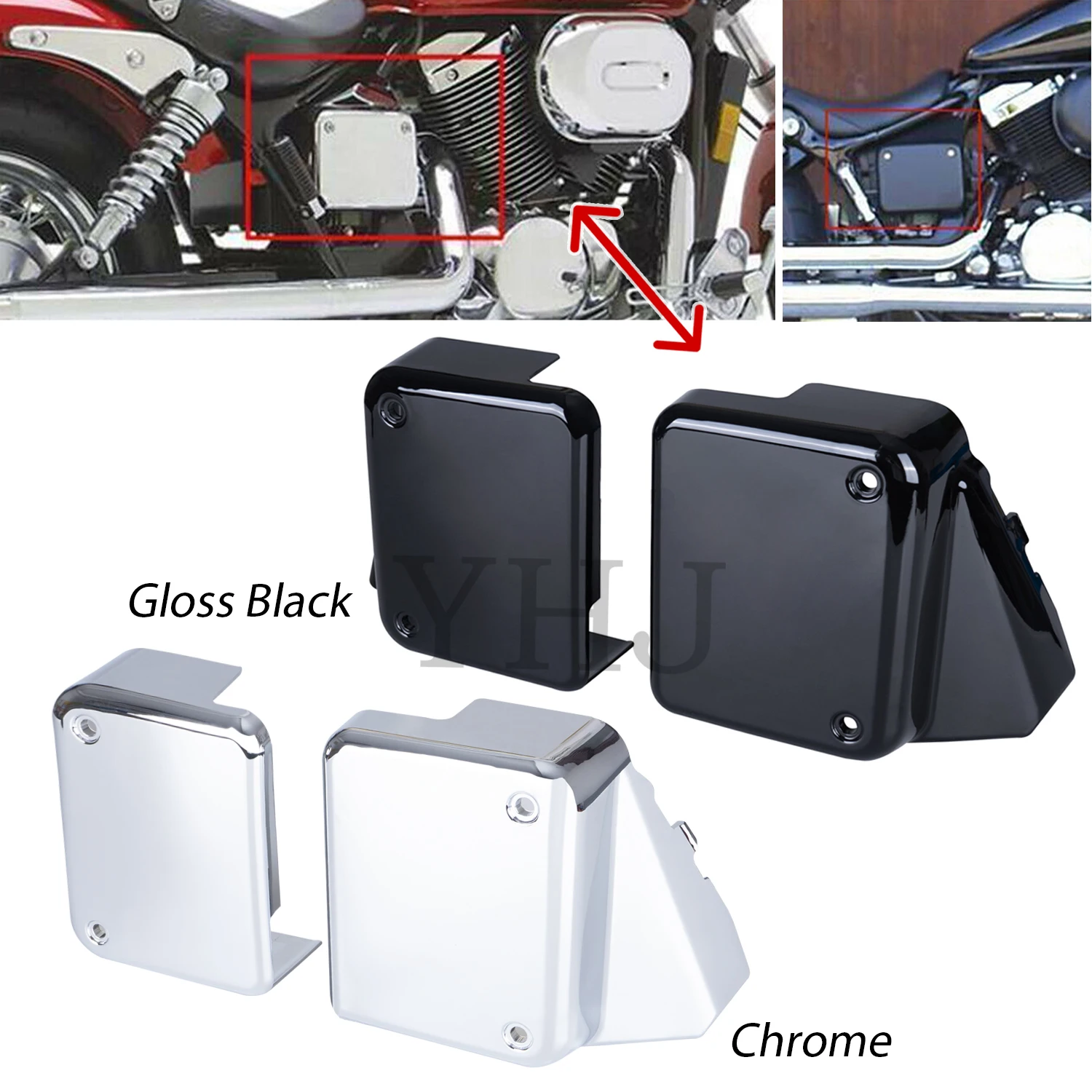 

Chrome /Black Battery Side Cover For Honda Motorcycle Shadow Spirit VT750DC 2000-2009 Black Widow 2000-2007