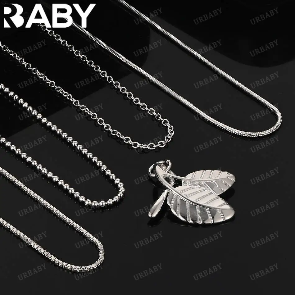 

URBABY 40-75cm 925 Sterling Silver Leaf Pendant Necklace For Women Men Creativity Gifts Street All-match Party And Daily Wear