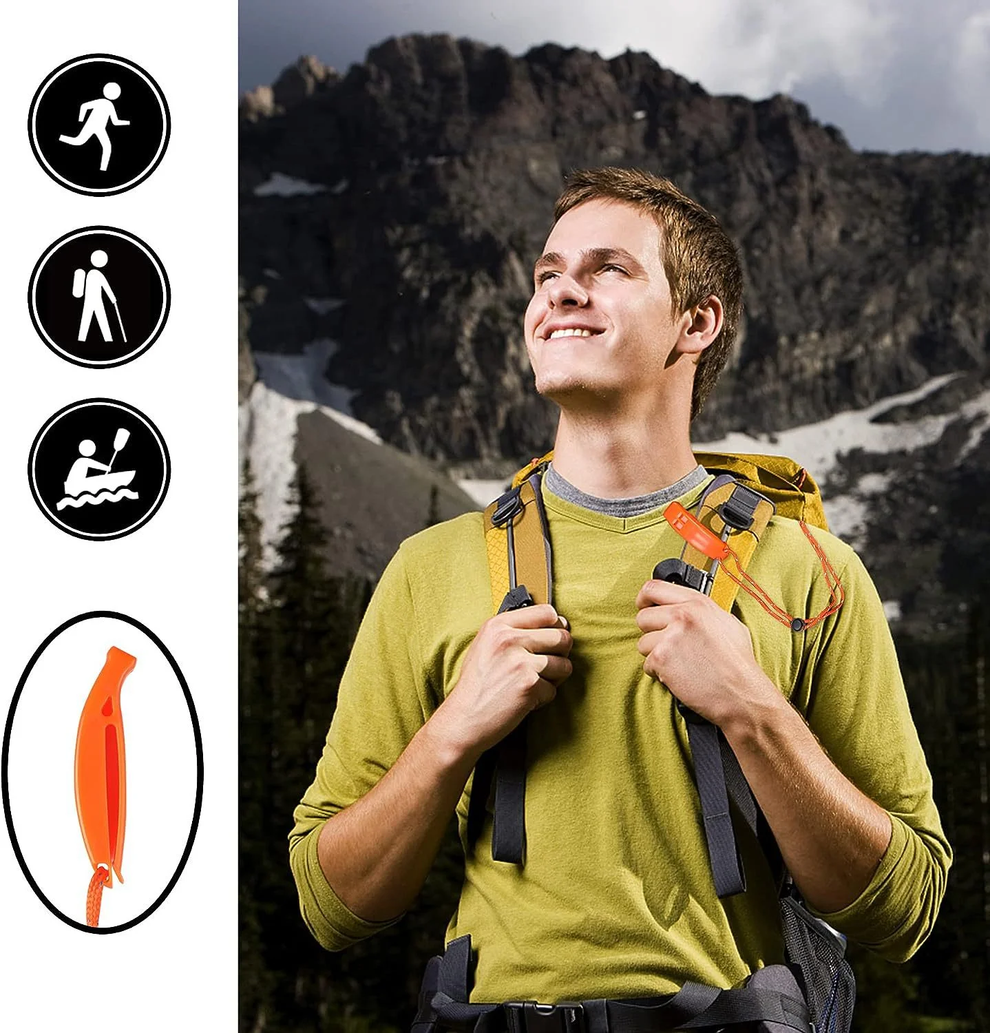 1PC Emergency Whistles with Lanyard Safety Whistles for Kayak Life Jackets Lifeboats Fishing Boats Camping Hiking Hunting
