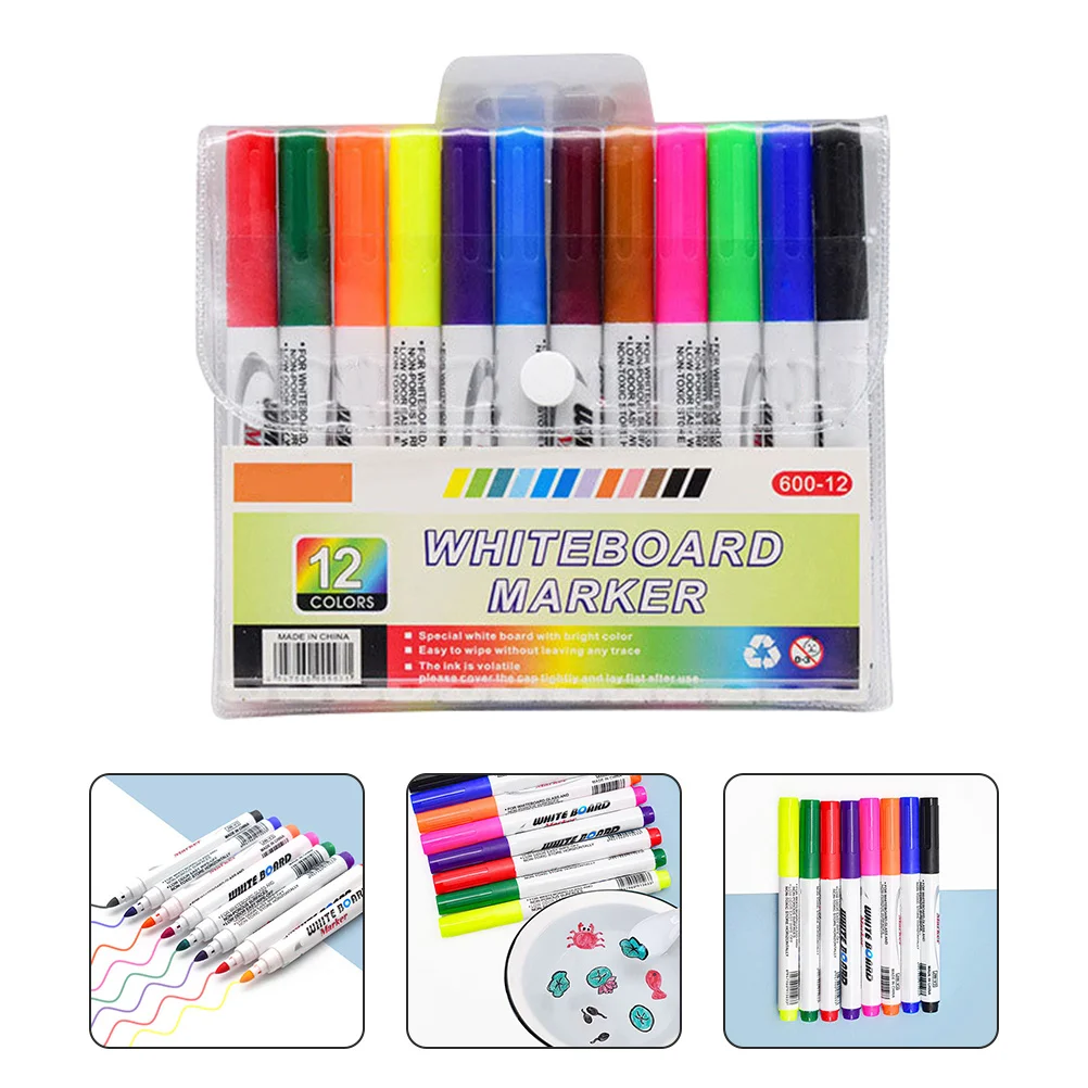 

12 шт., плавающие ручки для маркировки доски, гладкие чернила, легко носить с собой, офисные школьные маркеры для досок, школьные маркировочные ручки
