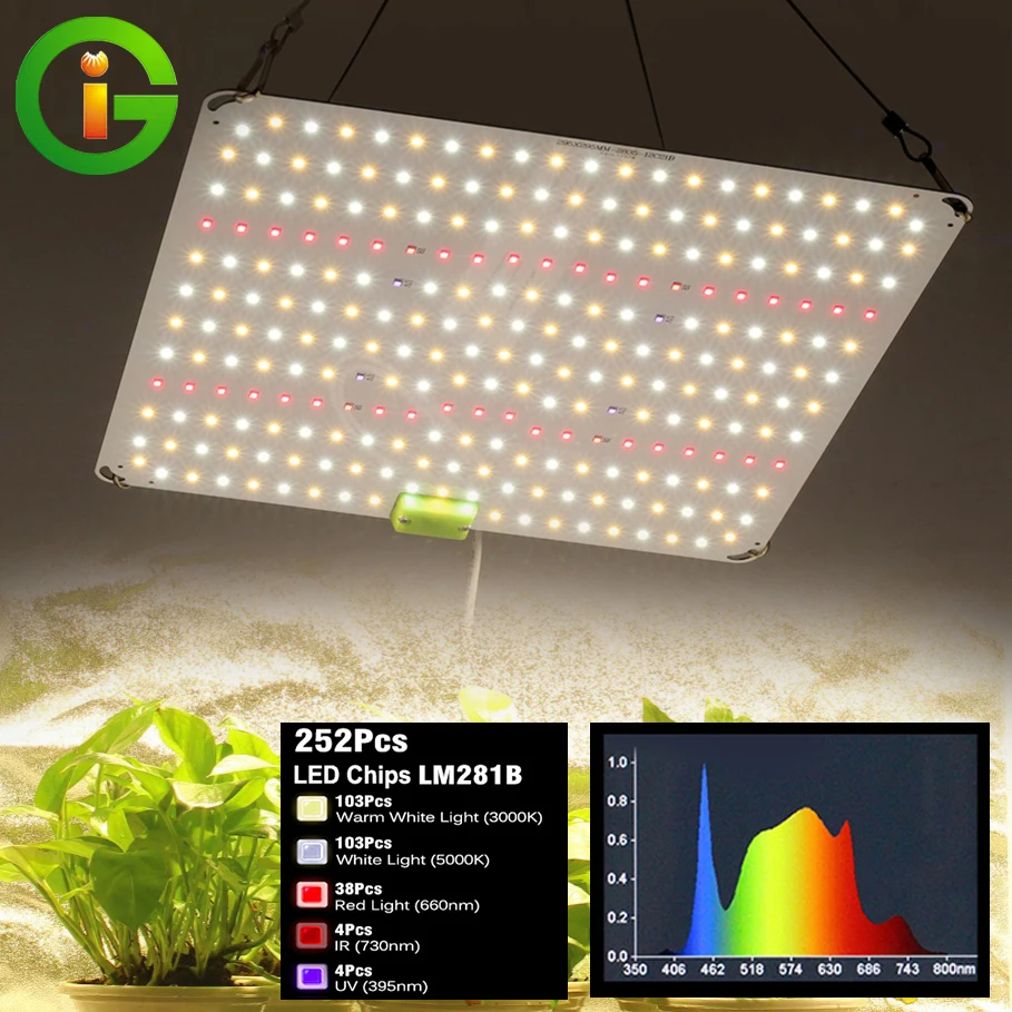 

LED Grow Light Full Spectrum, Ultra Thin Hanging Lamp with Cable Hooks for Seedling Veg Bloom & All Indoor Plant Growth Stages