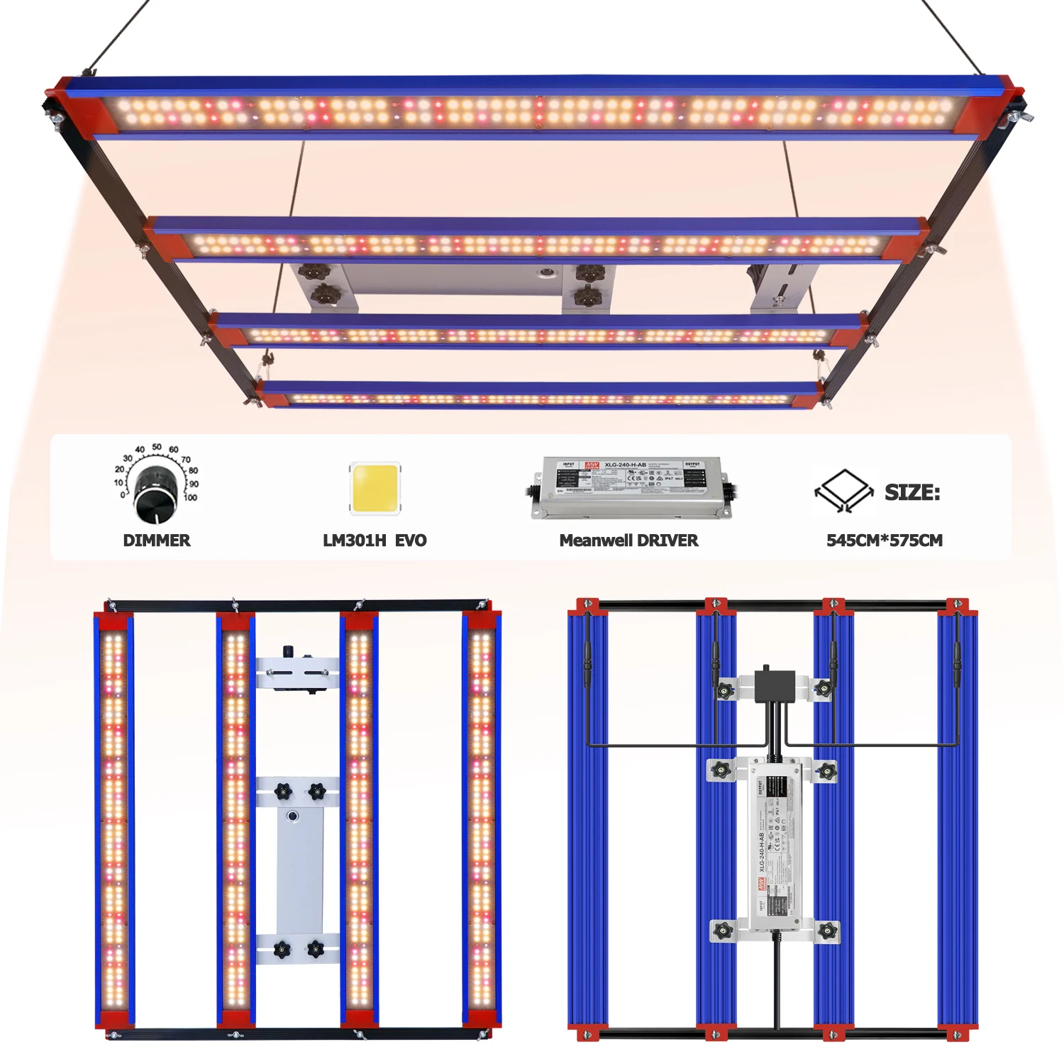 YXO 1000W 2000W Full Spectrum LED Grow light Sam-sung LM301H Quantum Tech LED Grow light Bar UV IR Turn On/Off For Plant Light