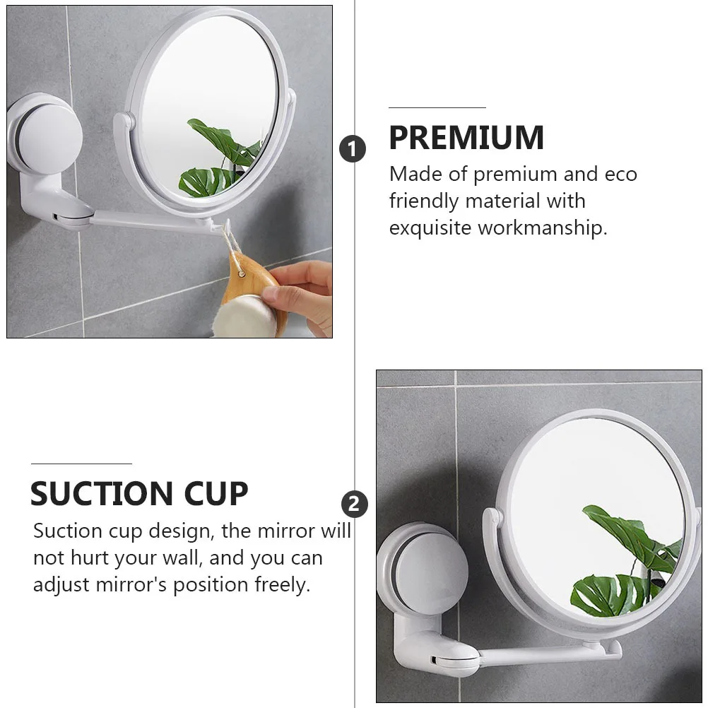 Wall-Mounted Makeup Mirror Suction Cup Design No Punch Needed Beauty Vanity Mirror for Bathroom Bedroom Dressing Use High