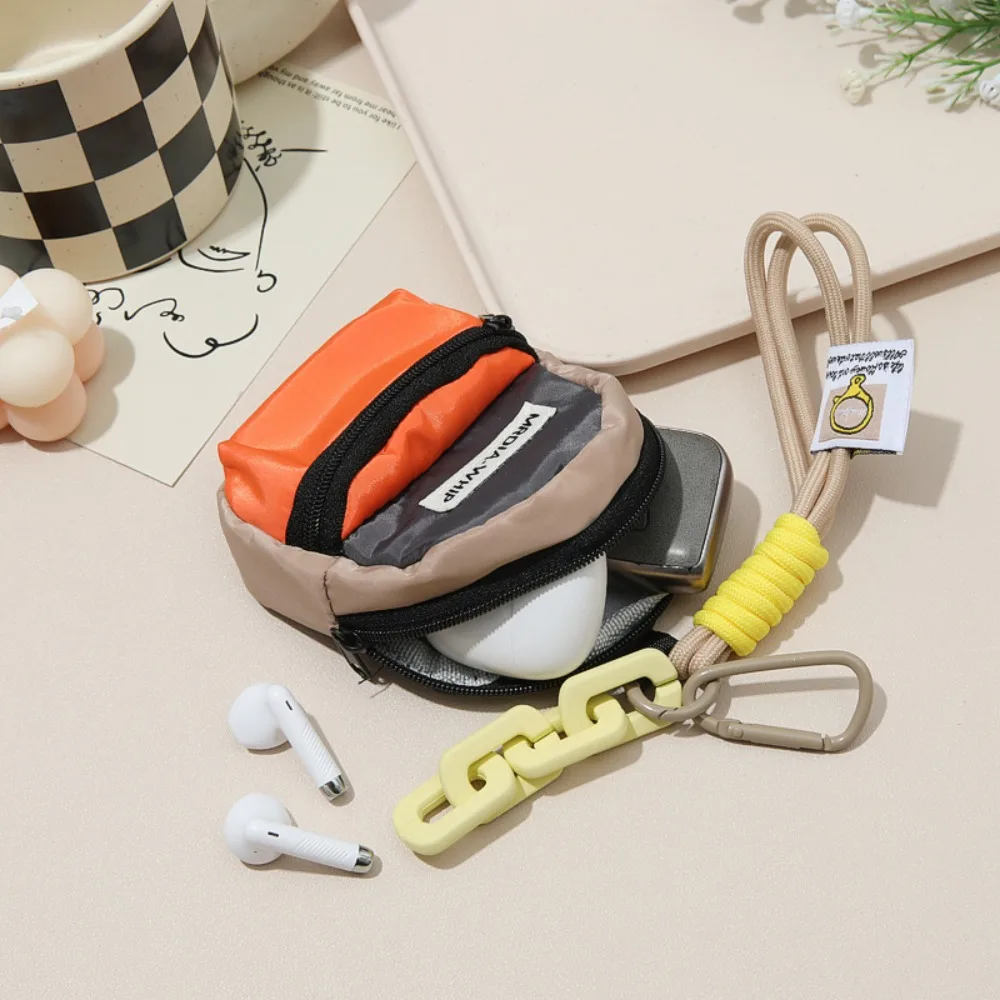 Kawaii Reißverschluss Geldbörse Mini Schlüsselanhänger Geldbörse Tasche Macaron Farbe Tragbare Kopfhörer Tasche Sport