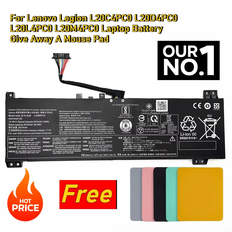 

For Lenovo Legion L20C4PC0 L20D4PC0 L20L4PC0 L20M4PC0 Laptop Battery Give Away A Mouse Pad