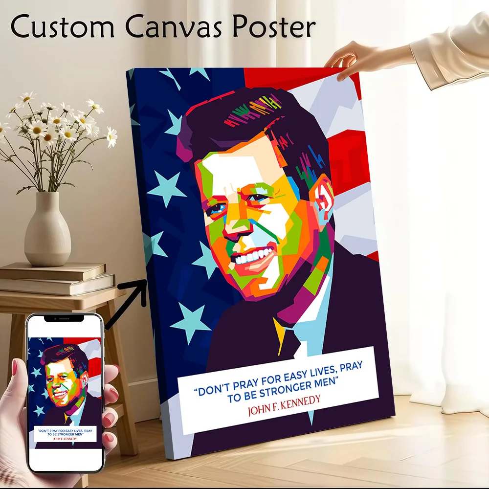 John F Kennedy Canvas Poster Wall Art Customizable High Quality Printed Picture for Bedroom Decoration Living Room Decorations