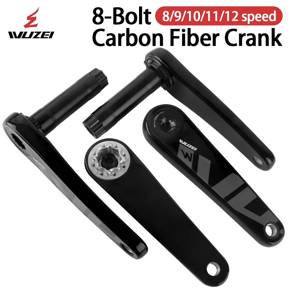 WUZEI-platos y bielas para bicicleta de carretera, fibra de carbono, ultraligeros, 165, 170mm, 12S, 11S, piñón de bicicleta de velocidad, piezas de tecnología hueca