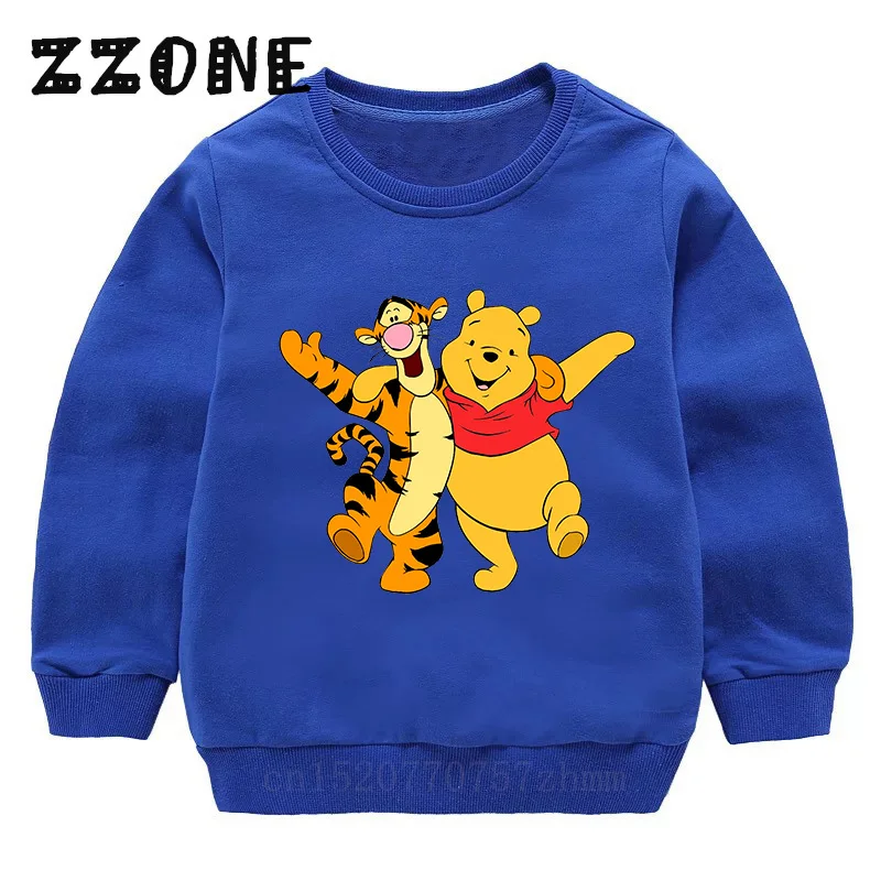 Kids Sweatshirts Winnie the Pooh Cute Bear Tigger Print Children Hoodies Autumn Baby Pullover Outwear Tops Girls Boys Clothes