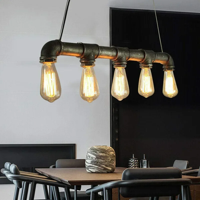 

Vintage Water Pipe Pendant Lights Industrial Nostalgia Wall Lamps Restaurant Living Room E27 Bulb Home Pendant Lights Decoration