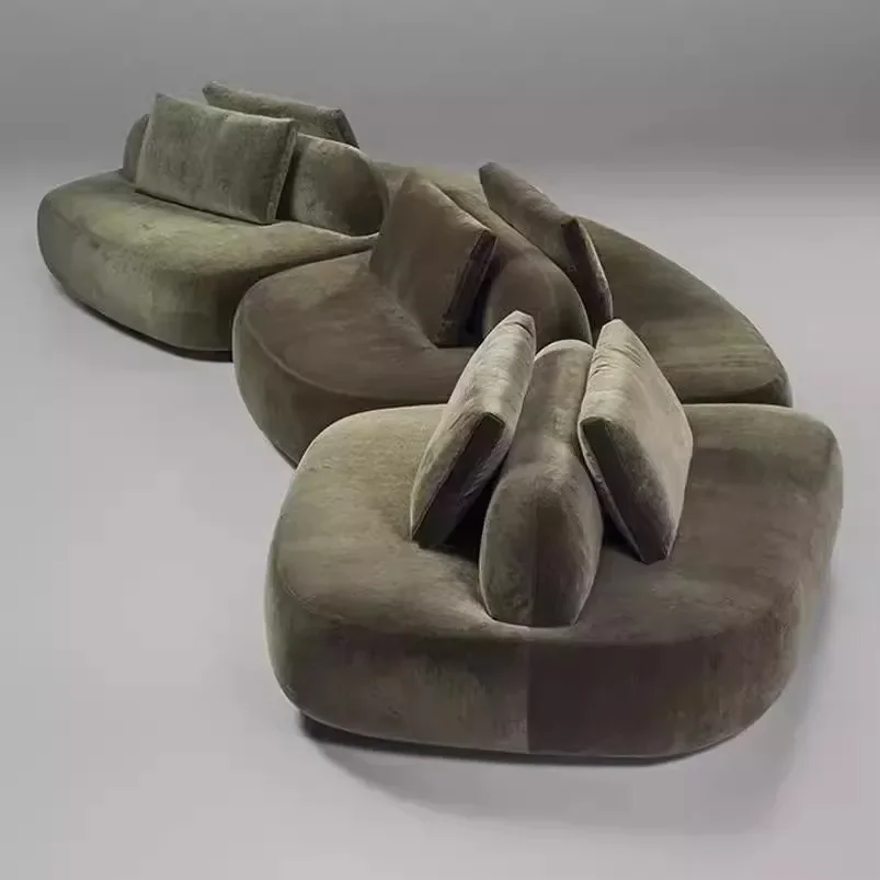 Nordic modern freehand space, corner combination sofa hotel, velvet fabric module sofa