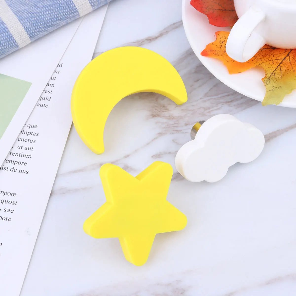 2 قطعة مقبض الكرتون الأصفر على شكل نجمة الاطفال درج سحب المقبض مكافحة عثرة المطاط خزانة باب خزانة الملابس استبدال الإبداعية #1