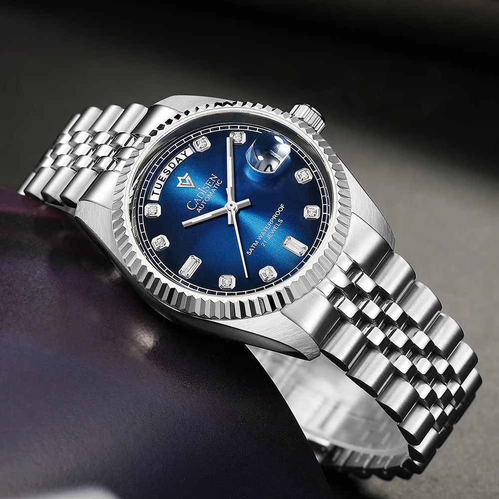 CADISEN Spring Men'S Mechanical Watch Imported Mechanical Movement Casual 38mm Small Size Mechanical Watch