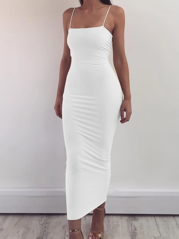 Vestido largo sin mangas para mujer, espalda descubierta, elástico, para primavera y verano 2025, sexy para fiesta 5