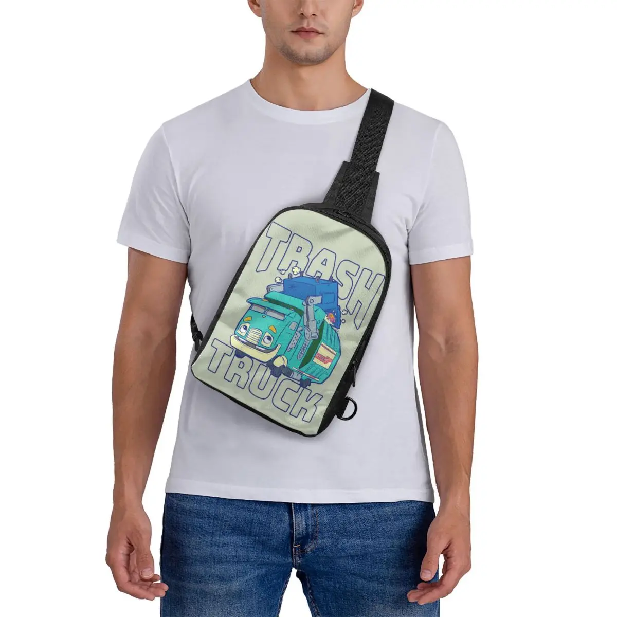 

Trash Truck Cartoon Netflix Chest Bag Crossbody Backpack Sling Shoulder Bag For Men Traveling Hiking Daypack