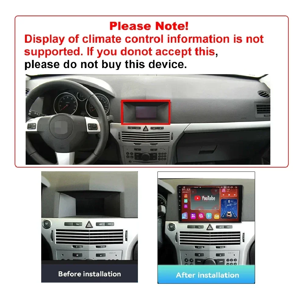 SEPTON 8+128G Car Stereo Radio Player for Opel Astra H 2006 - 2014 CarPlay 4G WiFi Car Multimedia Player Vehicle Audio Systems