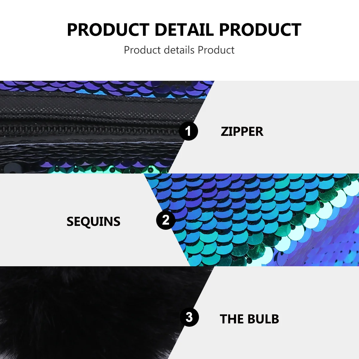 

1Pcs Sequined Pencil Pouch Material Dustproof Zipper Large Capacity for Stationery Storage Sequin Pencil Pouch