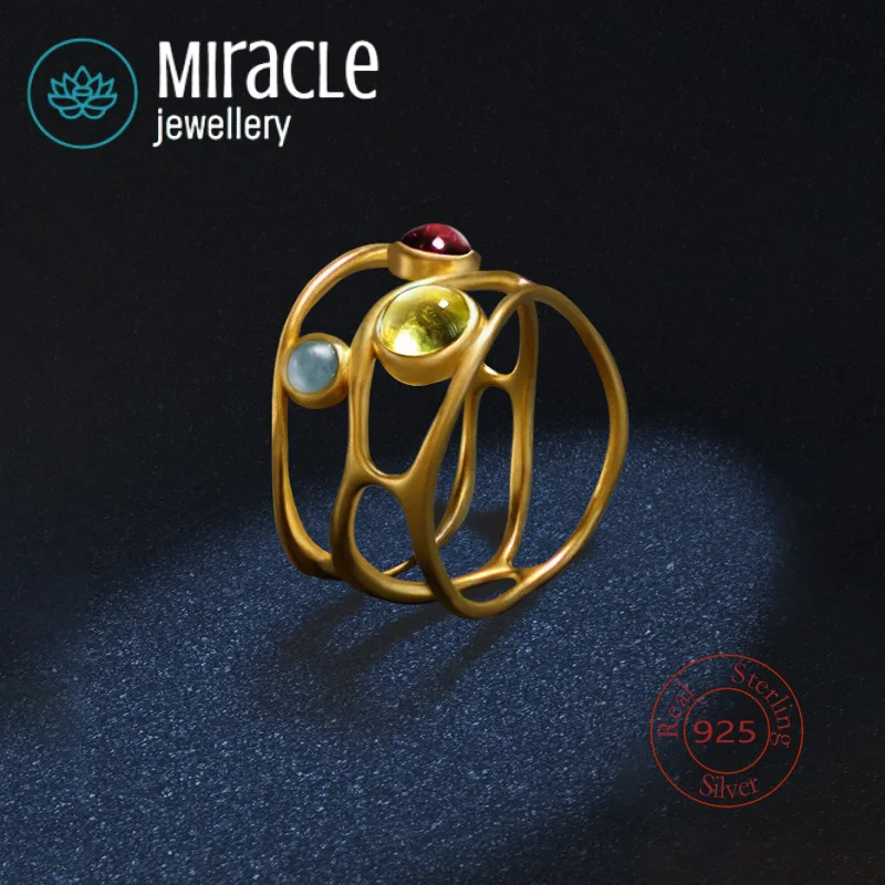 

Чудо-серьга из стерлингового серебра 925, оригинальное кольцо Miraval House с органической архитектурой, кольцо с драгоценным камнем в нишевом дизайне Gaudí