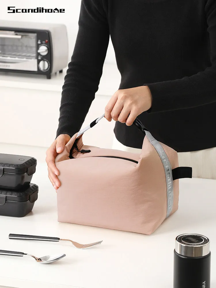 Tragbare Lunchtasche für Damen, isoliert, Thermo-Lunchbox, Kühler, Handtasche, Lebensmitteltasche, Träger für Büro, Schule, Reisen, Picknick – Detail 2