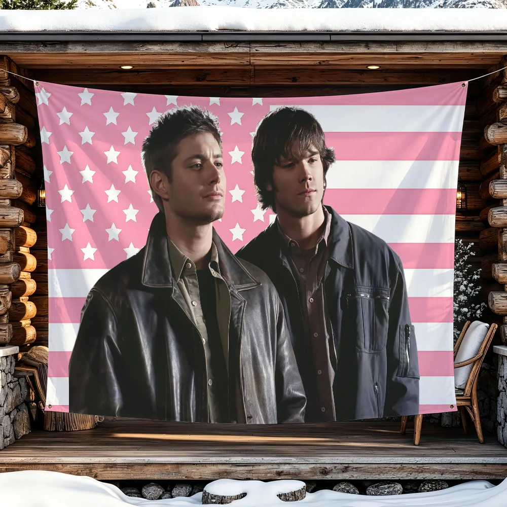 TV character D-Dean W-Winchester And S-Sam flag For Living Room Home Dorm Decor Wall Outdoor Camping Party Banner Gifts
